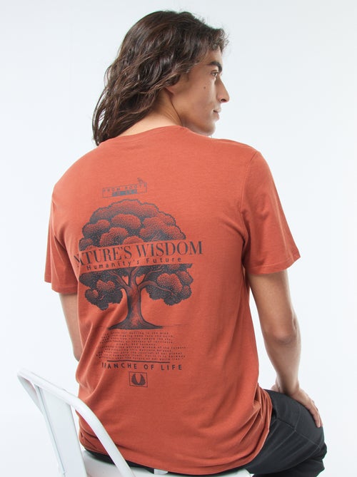T-shirt estampada de manga curta e gola redonda - Kiabi