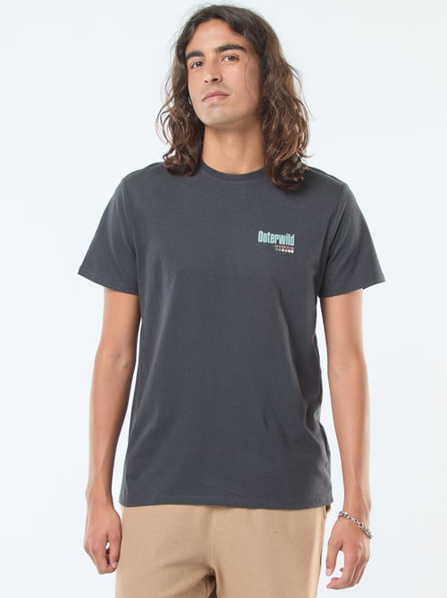 T-shirt estampada de manga curta e gola redonda - Kiabi