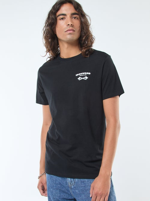 T-shirt estampada de manga curta e gola redonda - Kiabi