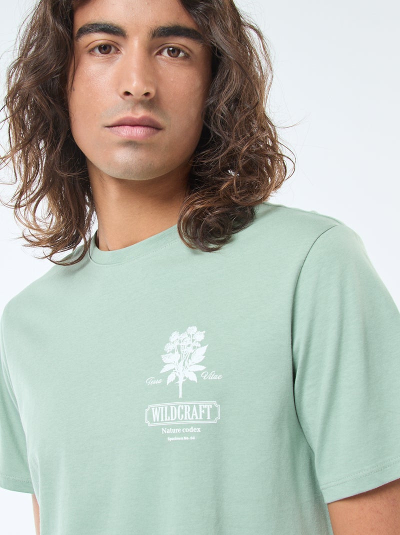 T-shirt estampada de manga curta e gola redonda Verde - Kiabi