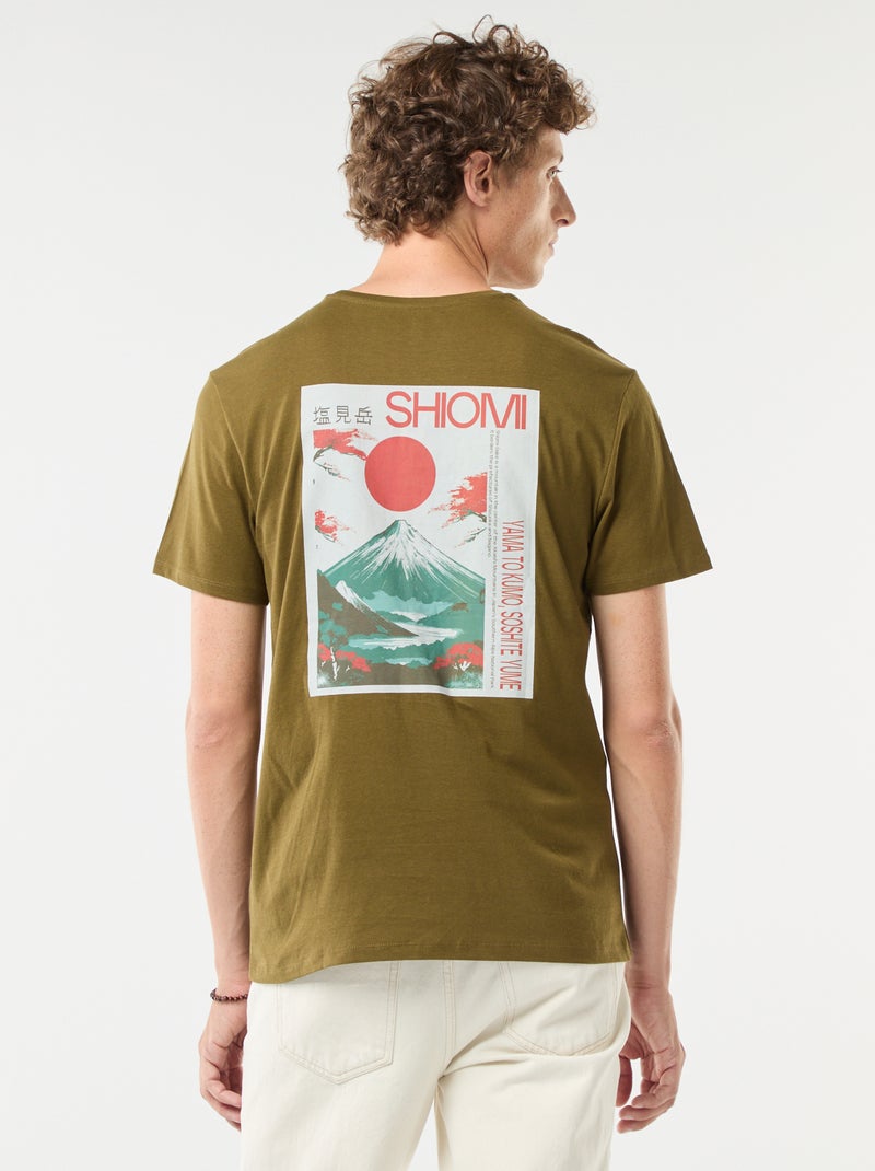 T-shirt estampada de manga curta e gola redonda Verde - Kiabi