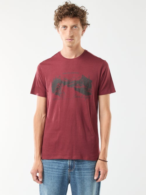 T-shirt estampada de manga curta e gola redonda - Kiabi