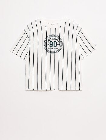T-shirt estampada de manga curta estilo universidade americana