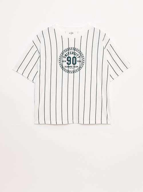 T-shirt estampada de manga curta estilo universidade americana - Kiabi