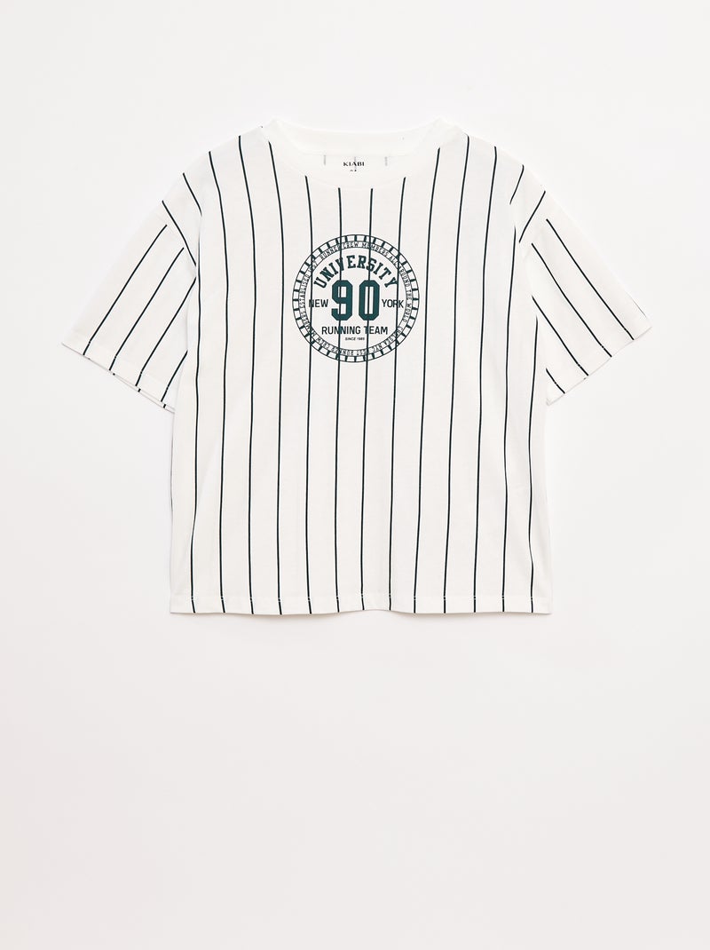 T-shirt estampada de manga curta estilo universidade americana Azul - Kiabi