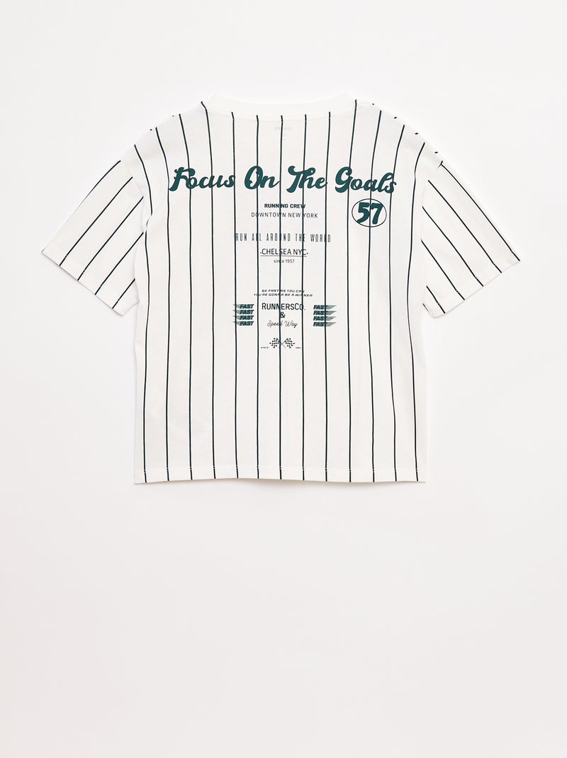 T-shirt estampada de manga curta estilo universidade americana Azul - Kiabi