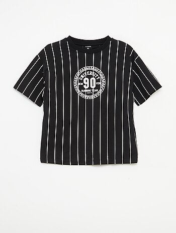 T-shirt estampada de manga curta estilo universidade americana