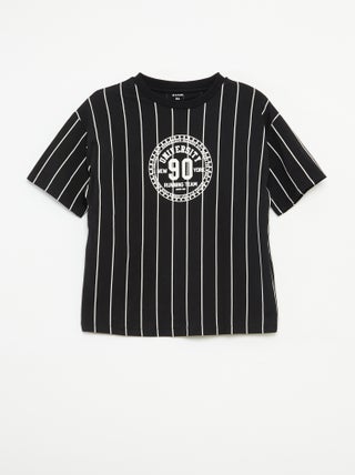 T-shirt estampada de manga curta estilo universidade americana