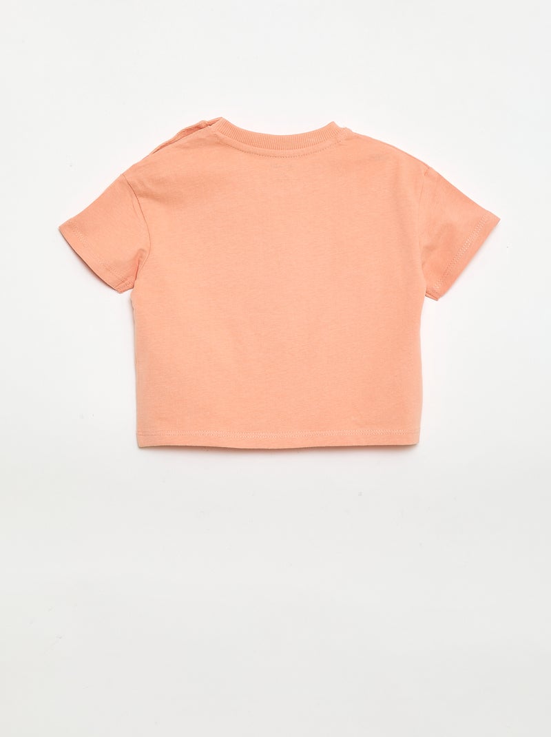 T-shirt estampada de manga curta Laranja - Kiabi