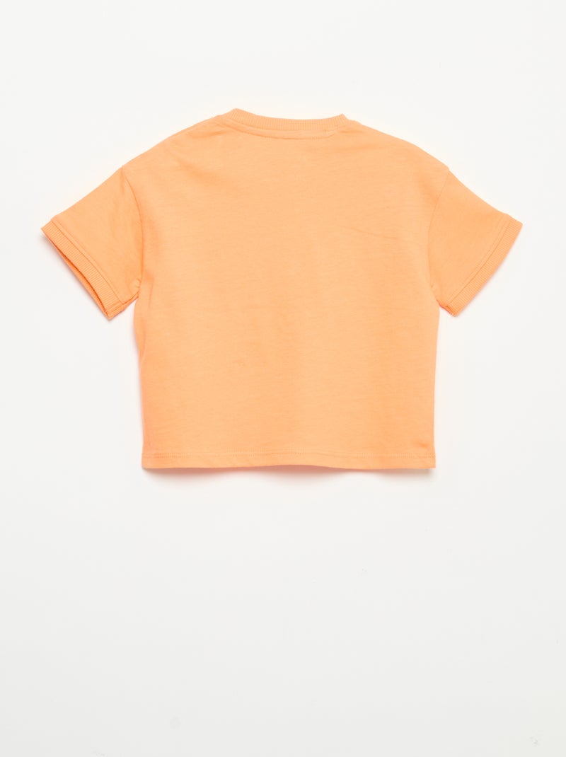 T-shirt estampada de manga curta Laranja - Kiabi