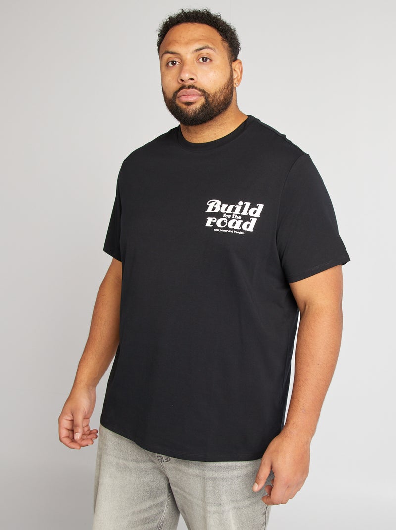 T-shirt estampada de manga curta PRETO - Kiabi