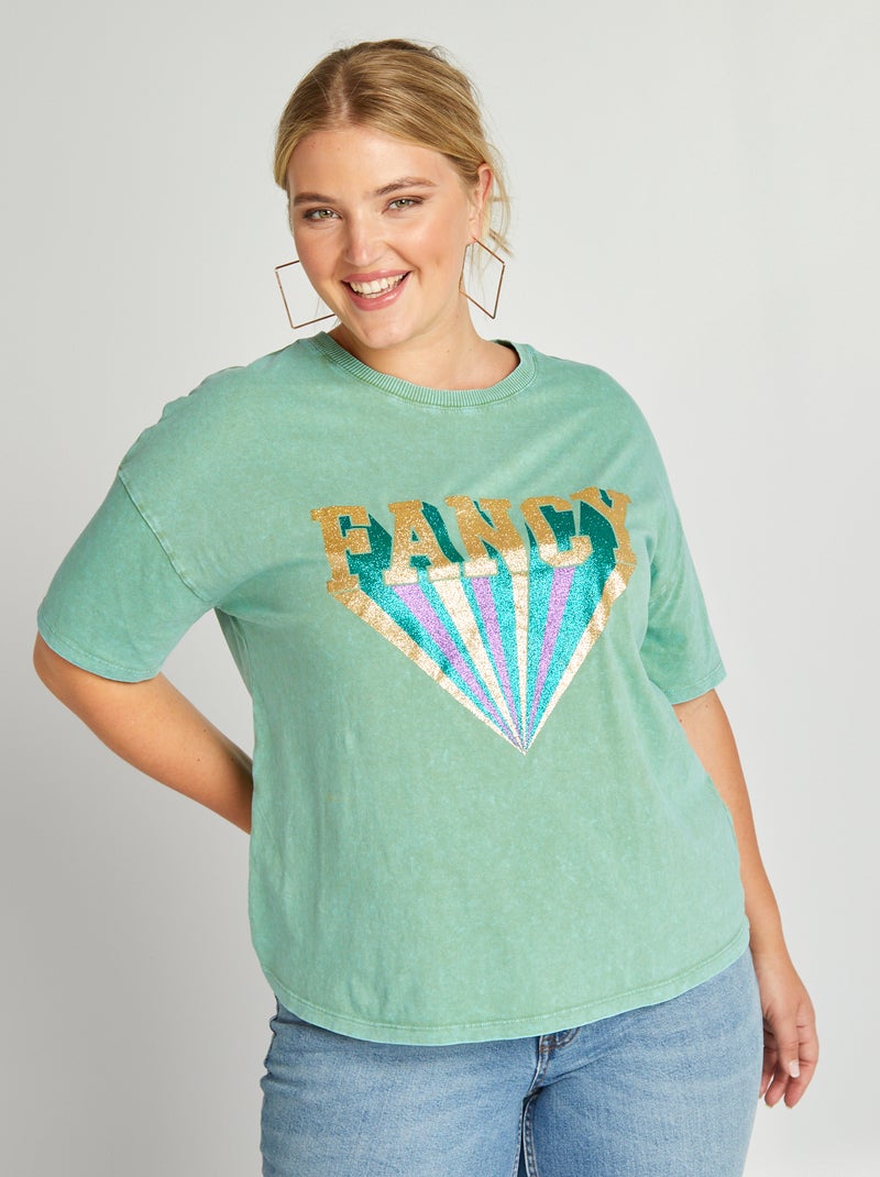 T-shirt estampada de manga curta VERDE - Kiabi