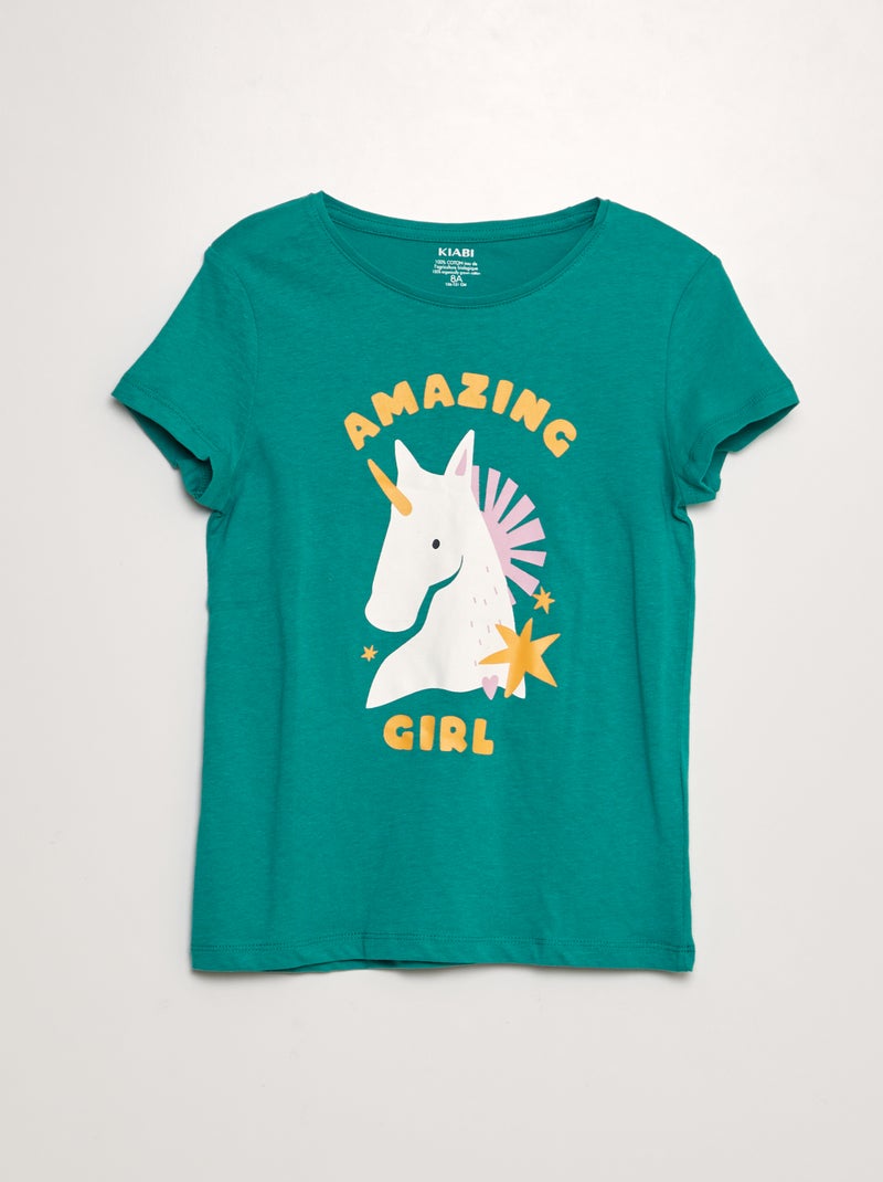 T-shirt estampada de manga curta VERDE - Kiabi