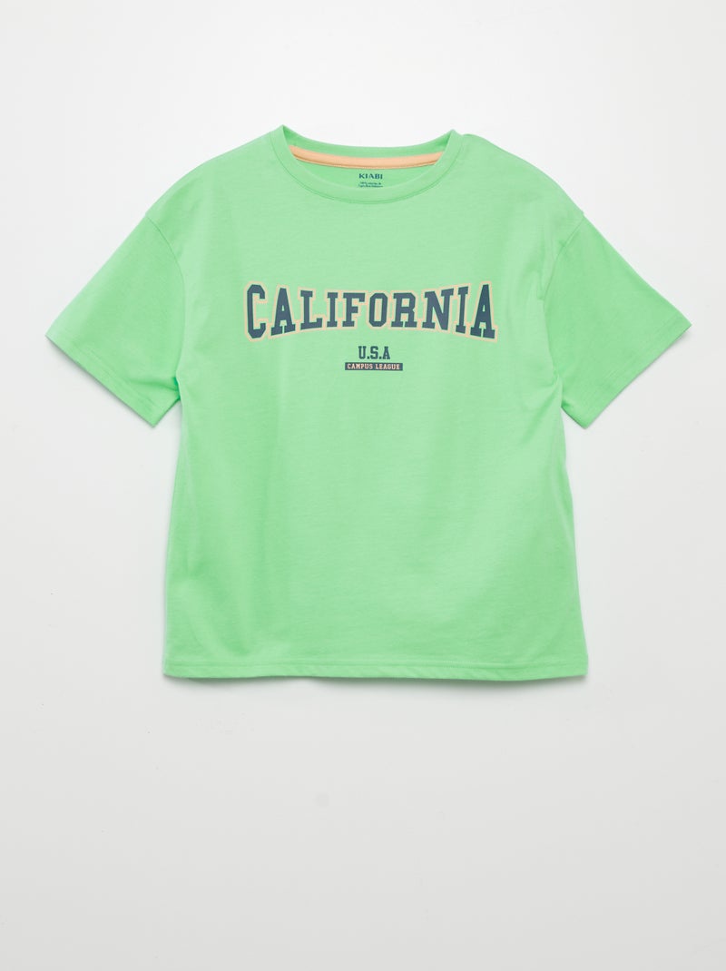 T-shirt estampada de manga curta VERDE - Kiabi