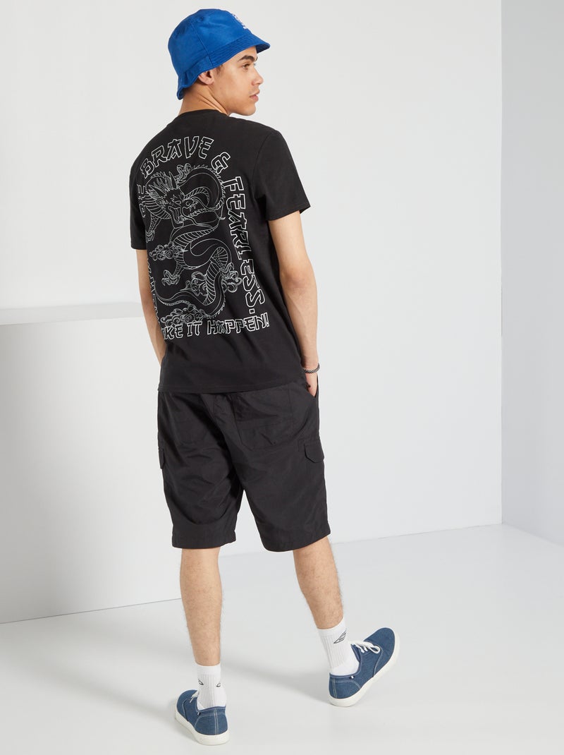 T-shirt estampada 'dragão' Preto - Kiabi