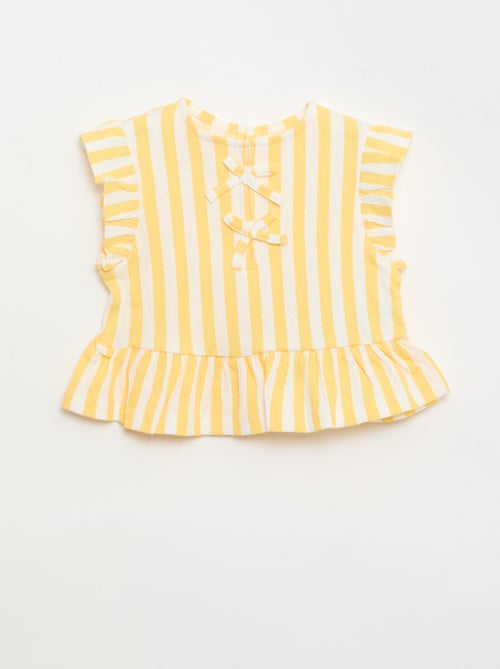 T-shirt estampada e com folhos - Kiabi