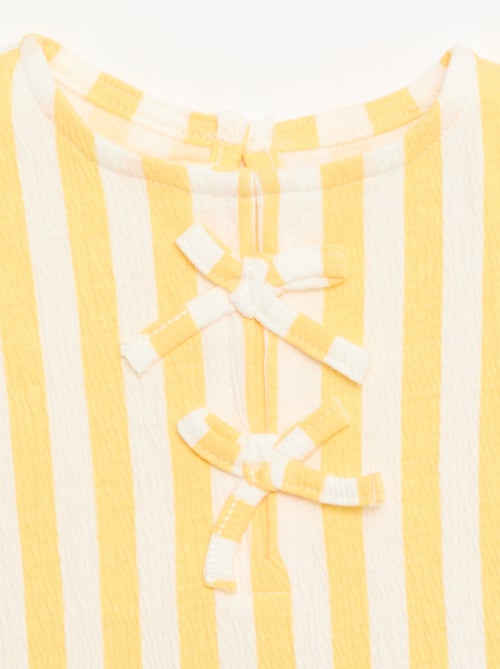 T-shirt estampada e com folhos - Kiabi