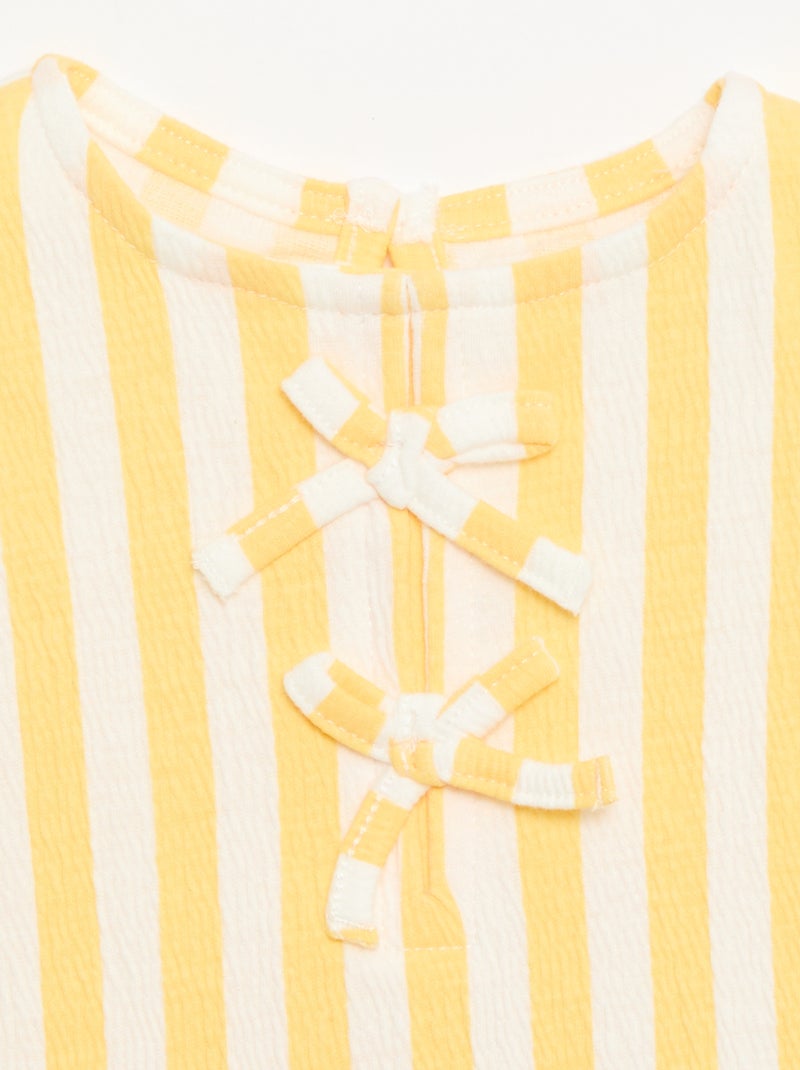 T-shirt estampada e com folhos Amarelo - Kiabi