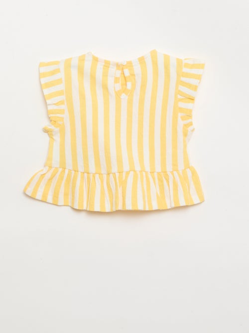 T-shirt estampada e com folhos - Kiabi