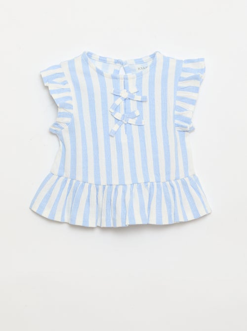 T-shirt estampada e com folhos - Kiabi