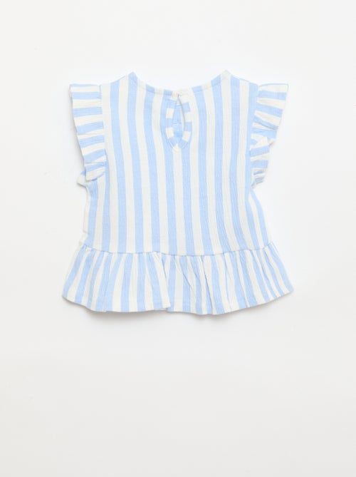 T-shirt estampada e com folhos - Kiabi