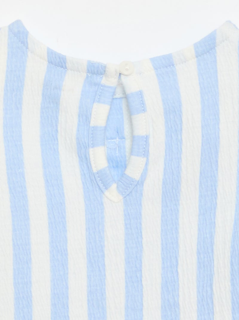 T-shirt estampada e com folhos Azul - Kiabi