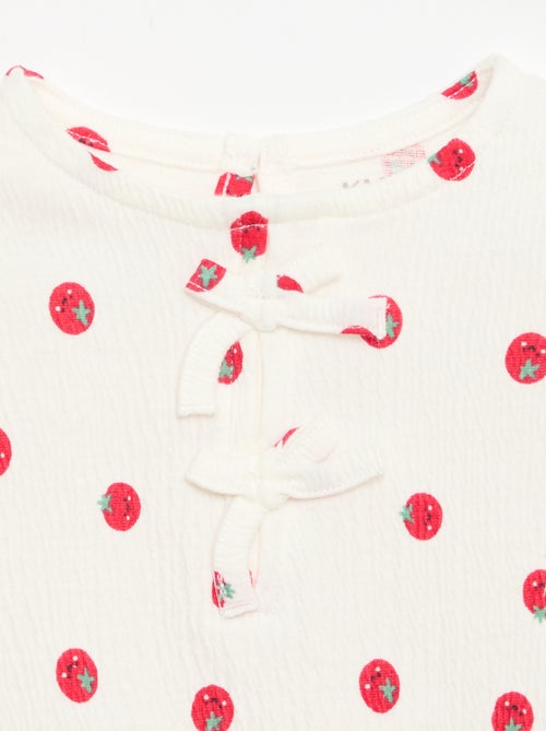 T-shirt estampada e com folhos - Kiabi