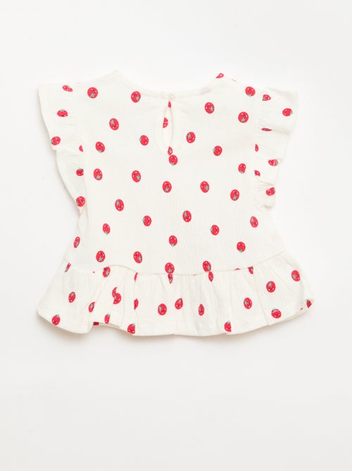 T-shirt estampada e com folhos - Kiabi