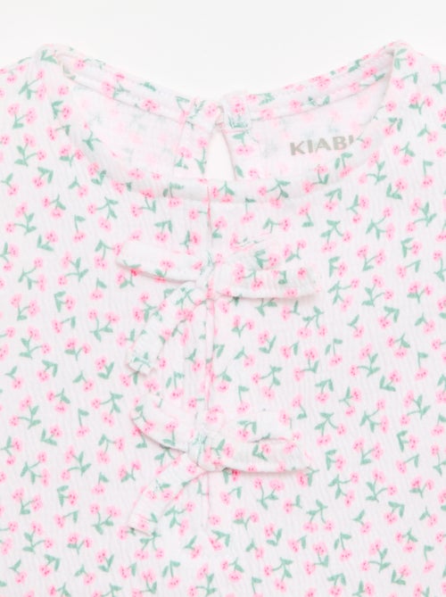 T-shirt estampada e com folhos - Kiabi