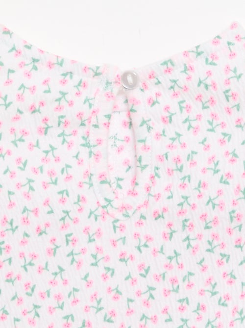 T-shirt estampada e com folhos - Kiabi