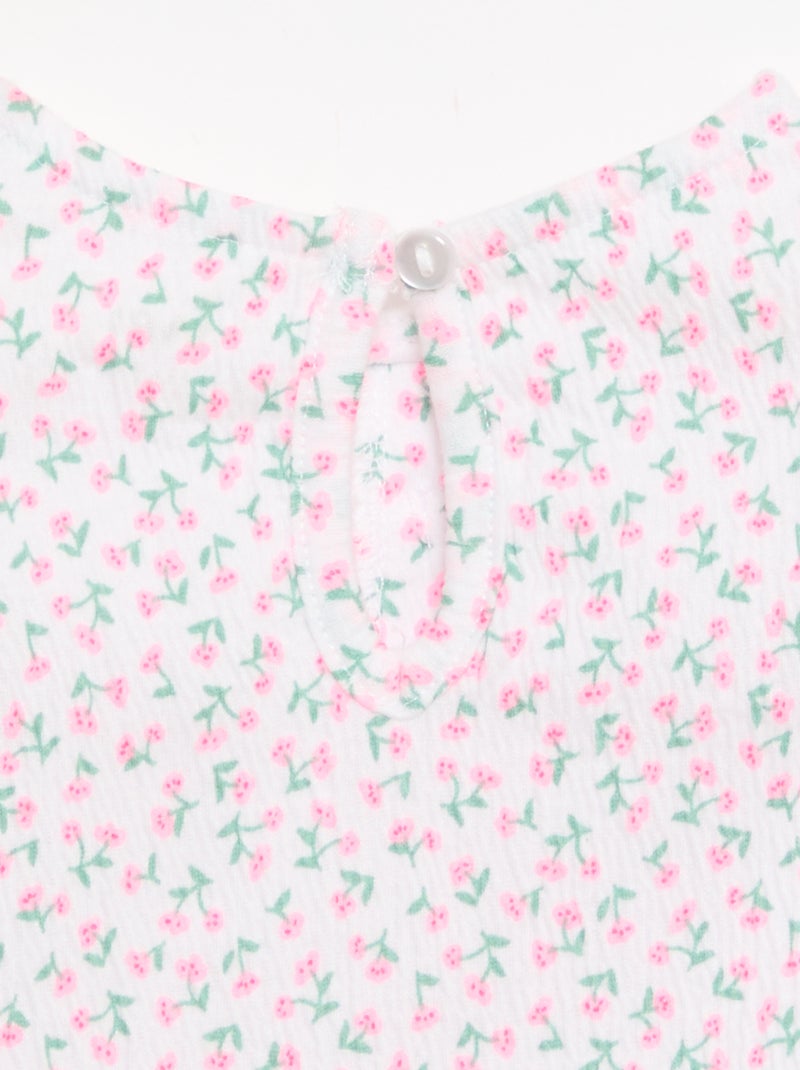 T-shirt estampada e com folhos Rosa - Kiabi