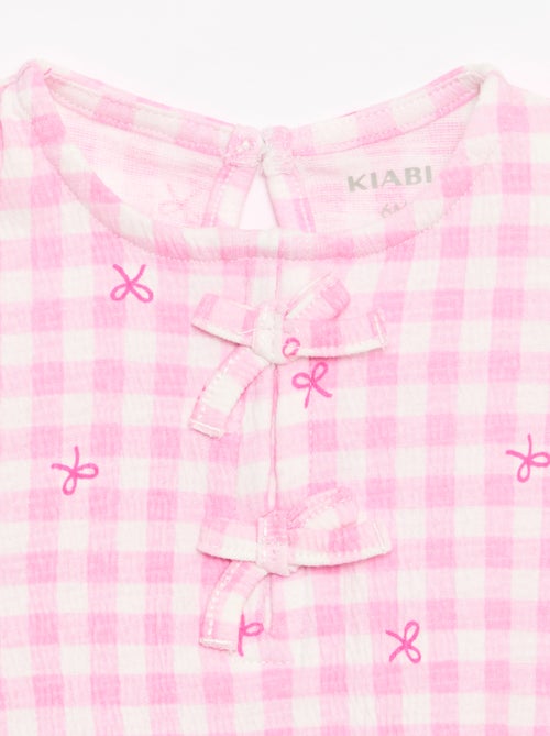 T-shirt estampada e com folhos - Kiabi T-shirt estampada e com folhos - Kiabi