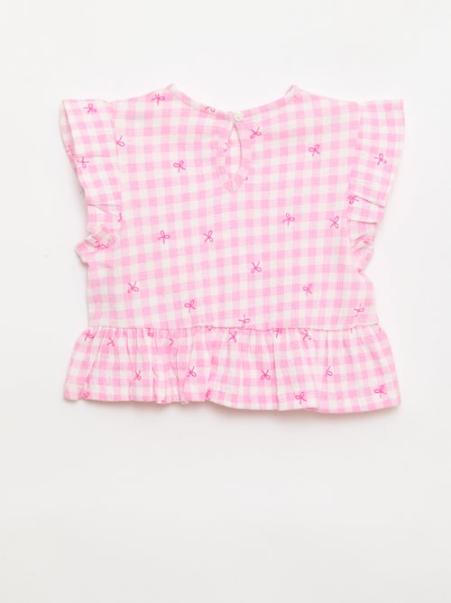T-shirt estampada e com folhos - Kiabi T-shirt estampada e com folhos - Kiabi