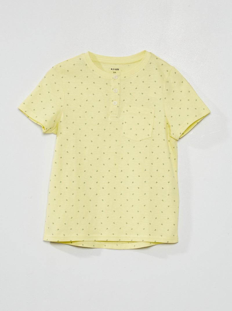 T-shirt estampada e gola tunisina AMARELO - Kiabi