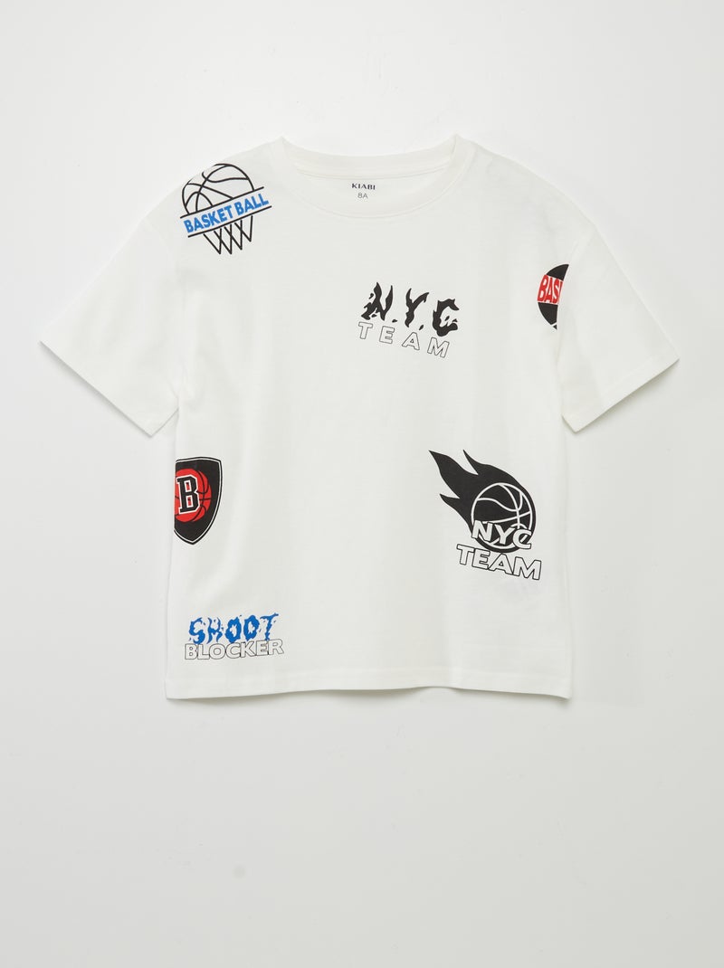 T-shirt estampada em algodão BEGE - Kiabi