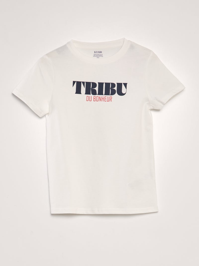 T-shirt estampada em algodão BRANCO - Kiabi