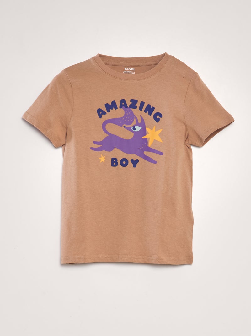 T-shirt estampada em algodão CASTANHO - Kiabi