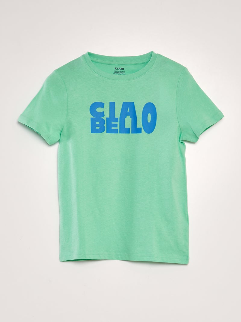 T-shirt estampada em algodão VERDE - Kiabi