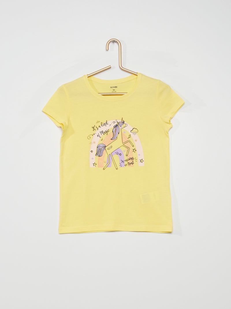 T-shirt estampada em jersey AMARELO - Kiabi