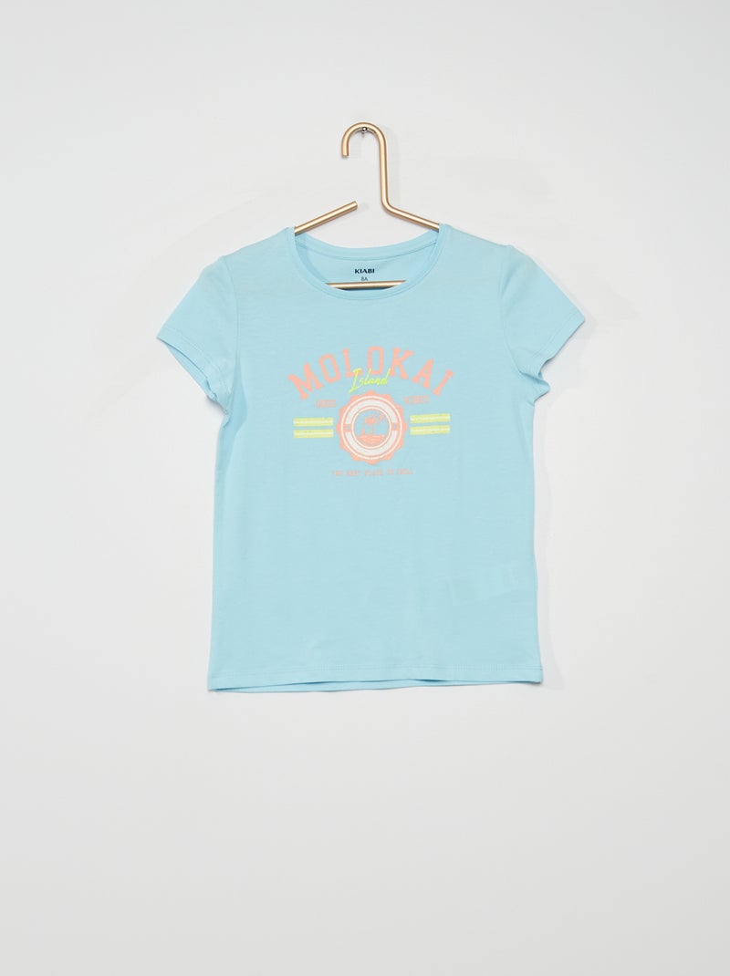 T-shirt estampada em jersey AZUL - Kiabi