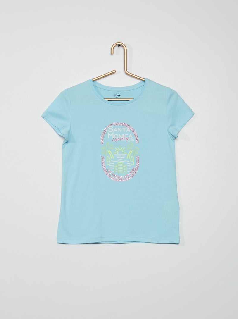 T-shirt estampada em jersey AZUL - Kiabi