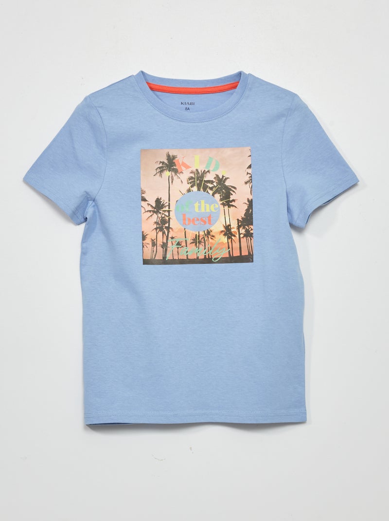 T-shirt estampada em jersey AZUL - Kiabi