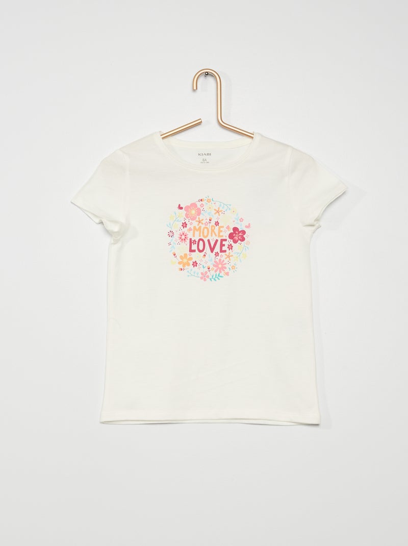 T-shirt estampada em jersey BEGE - Kiabi