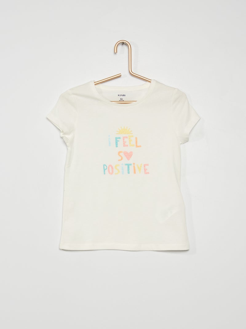 T-shirt estampada em jersey BEGE - Kiabi