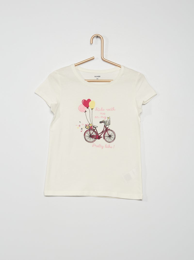 T-shirt estampada em jersey BEGE - Kiabi
