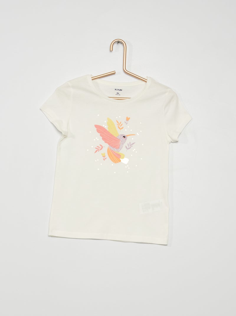 T-shirt estampada em jersey BRANCO - Kiabi