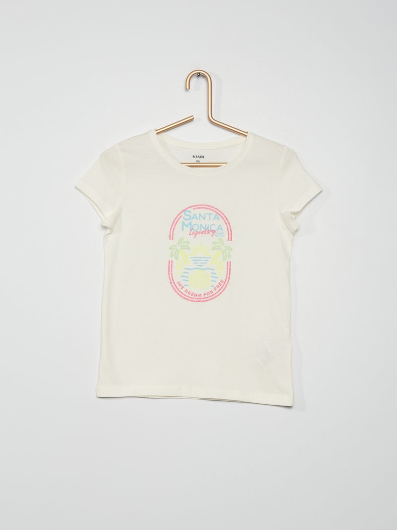 T-shirt estampada em jersey BRANCO - Kiabi