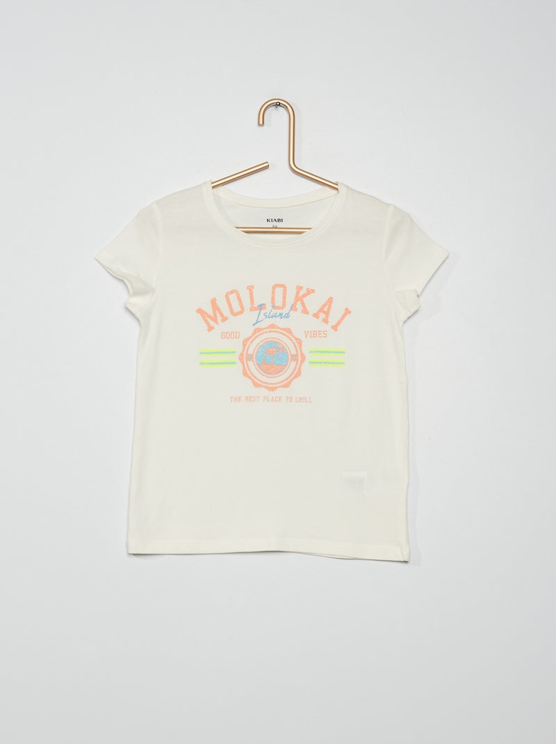 T-shirt estampada em jersey BRANCO - Kiabi