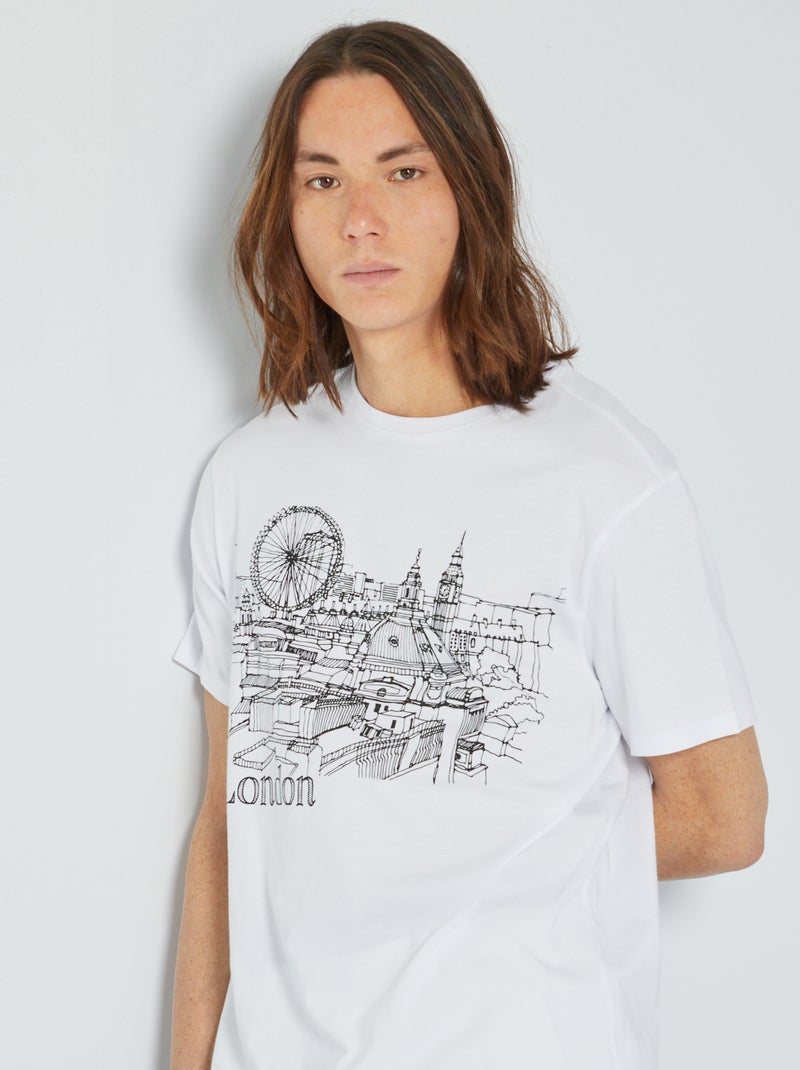 T-shirt estampada em jersey 'Londres' Branco - Kiabi