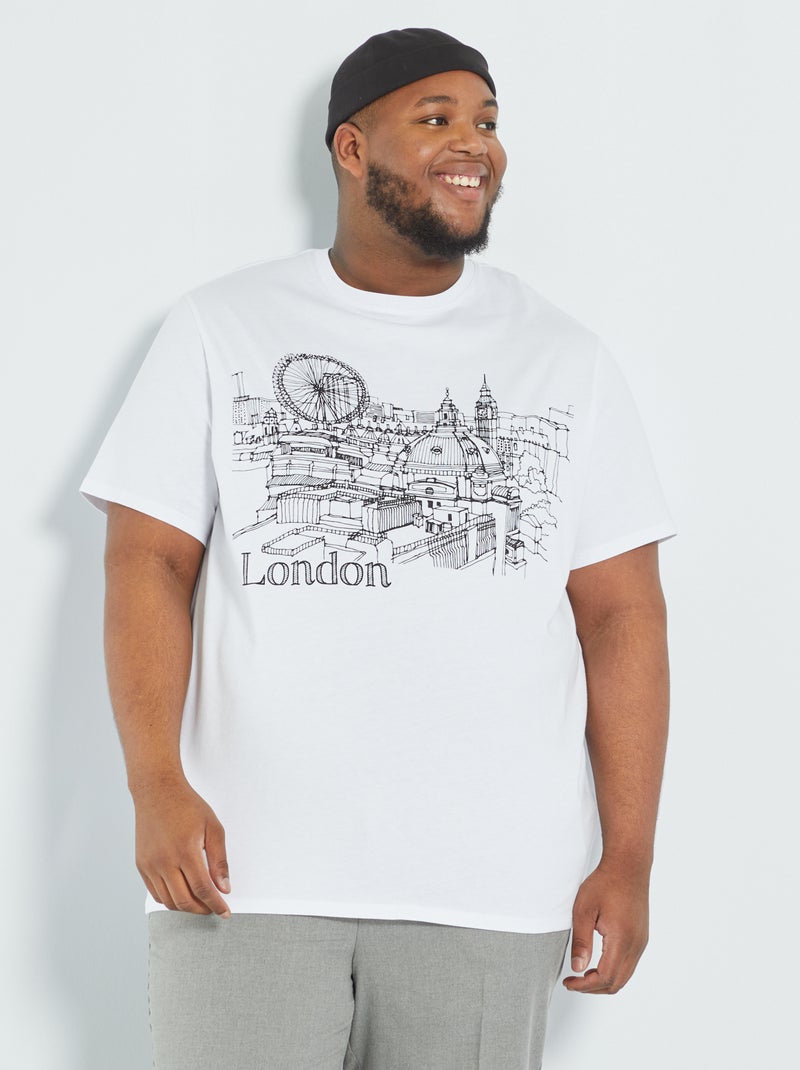 T-shirt estampada em jersey 'Londres' Branco - Kiabi
